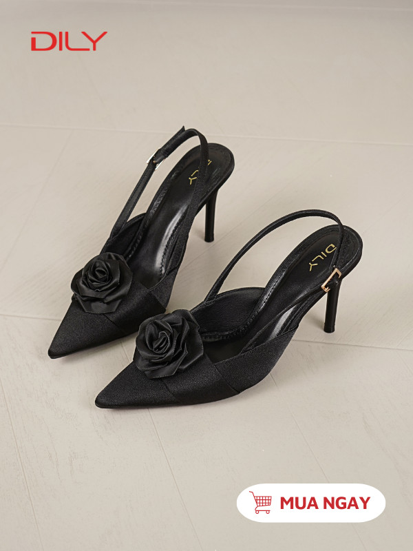 Slingback mũi nhọn chất vải lụa satin sang trọng DL0524 - DILY