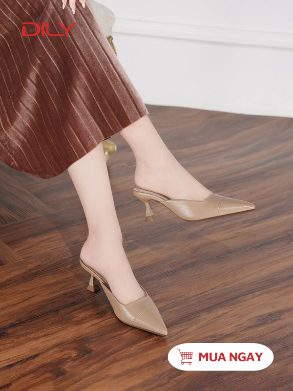 Guốc sục mũi nhọn trẻ trung tôn chân, gót nhọn cao 5.5cm AA0500 - DILY