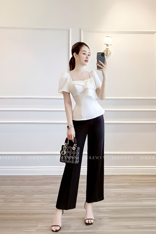 Mix đồ với quần ống suông cho nàng công sở yêu style Hàn Quốc