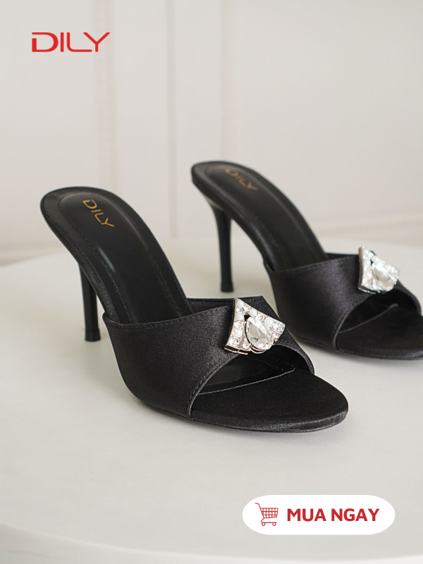 Guốc cao gót mũi tròn quai đính khóa sang trọng DL0542 - DILY