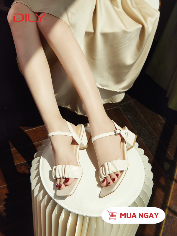 Sandal cao gót đế vuông cùng quai nhún thanh lịch cao 3cm AA0261 - DILY