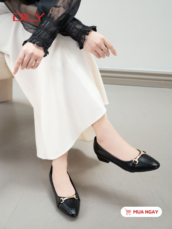 Giày búp bê mũi nhọn phối khóa sang trọng AA0463 - DILY