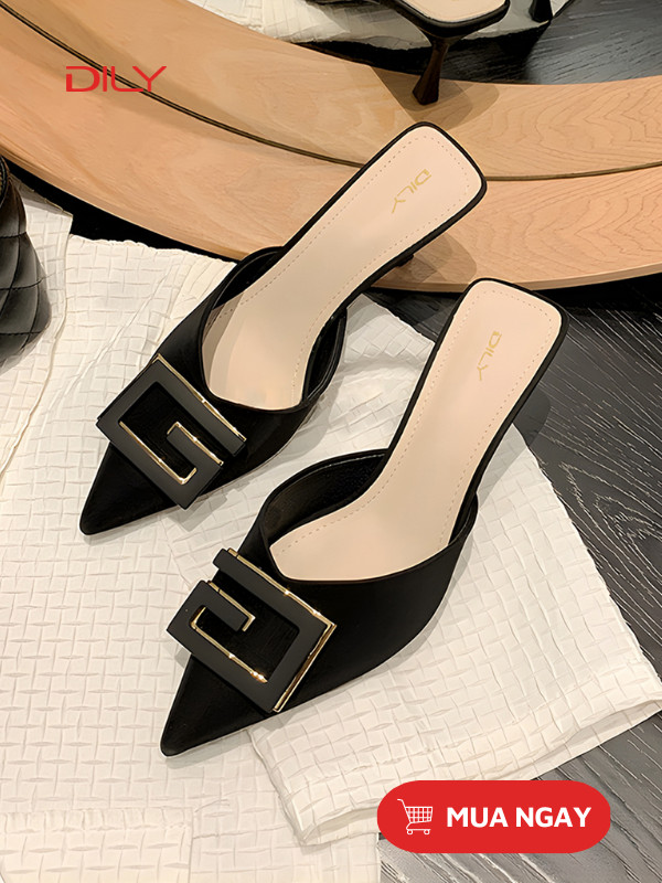Guốc mũi nhọn khóa chữ G sang trọng AA0353 - DILY
