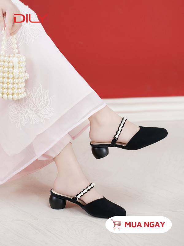 Mules mũi tròn quai đính ngọc xinh xắn DL0564 - DILY
