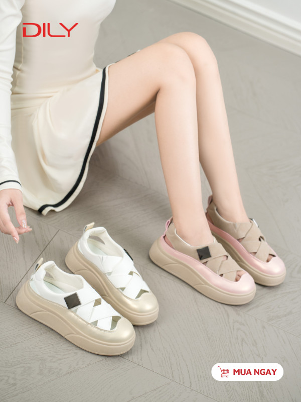 Giày sneaker thiết kế quai đan, phối màu trẻ trung AG0176 - DILY