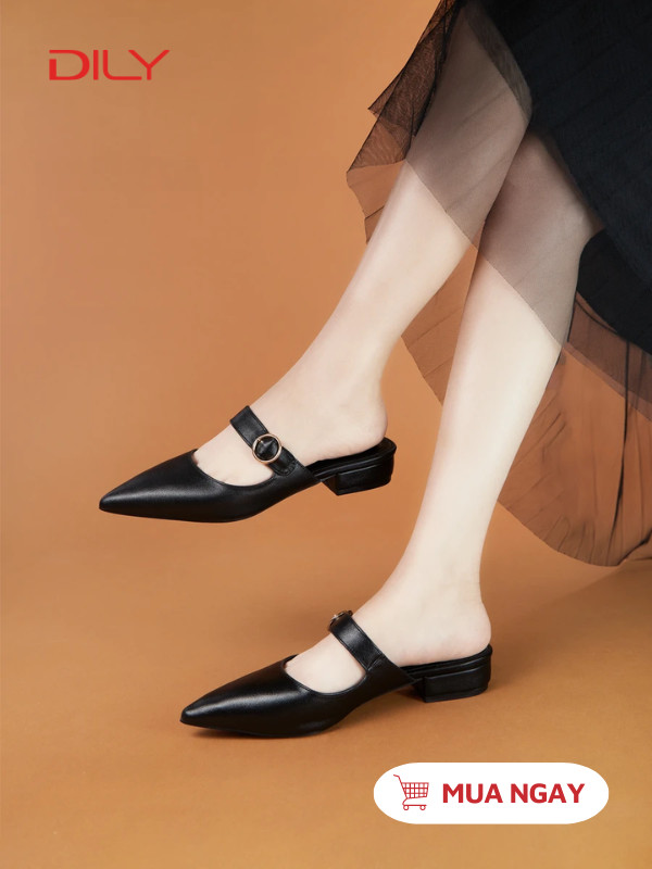 Guốc sục mũi nhọn kèm khóa tròn thời thượng AA0426 - DILY