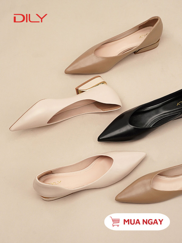 Giày búp bê mũi nhọn thiết kế tối giản, thanh lịch AA0470 - DILY