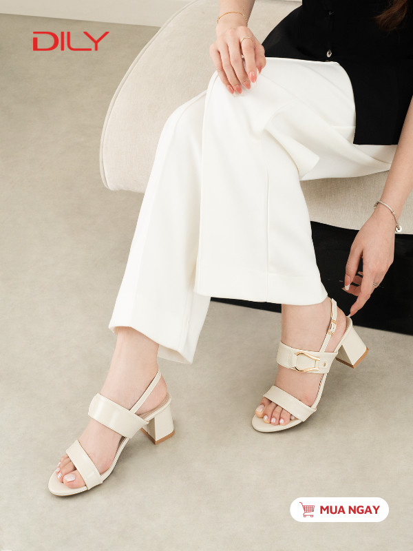 Sandal cao gót quai ngang phối khóa sang trọng DL0667 - DILY