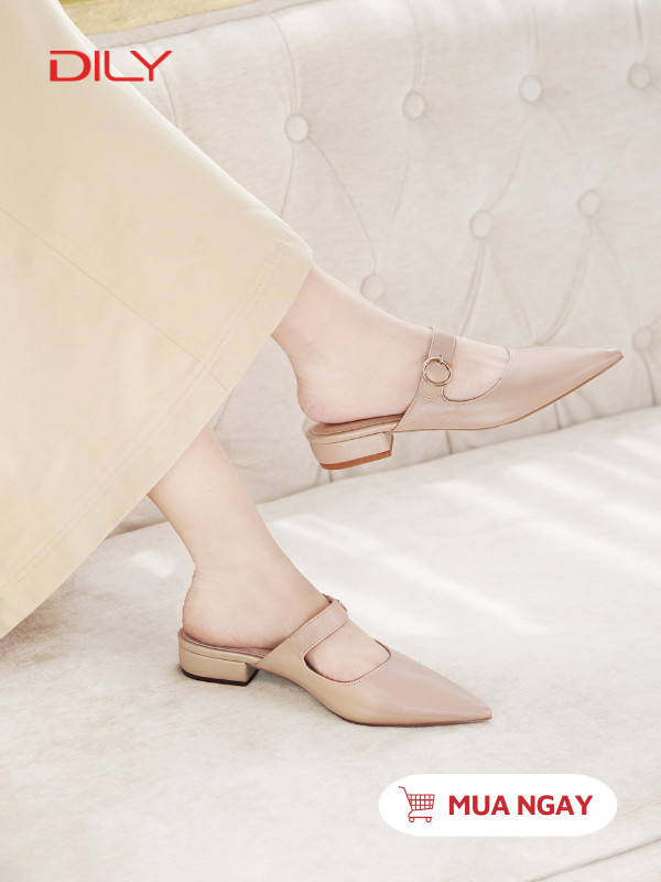 Guốc sục mũi nhọn khóa hình tròn trang nhã AA0426 - DILY