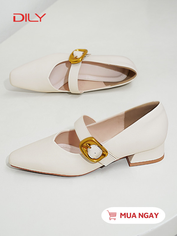Giày cao gót đế vuông gắn khóa kim loại thanh lịch DL0562 - DILY