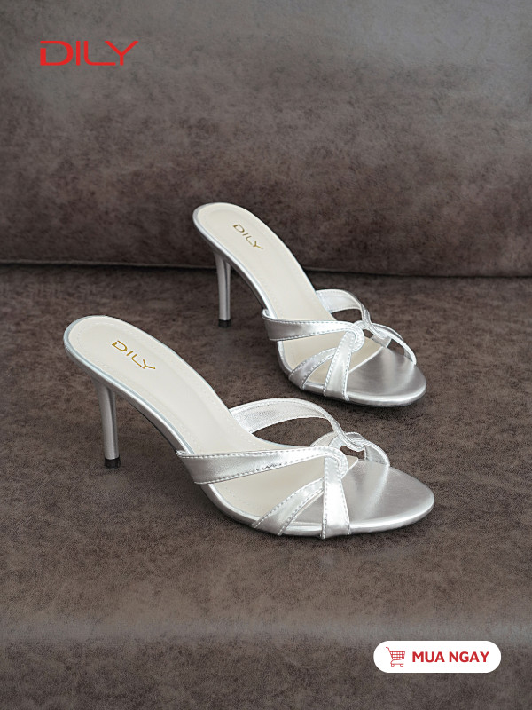 Dép guốc cao gót quai mảnh đan chéo DL0609 - DILY