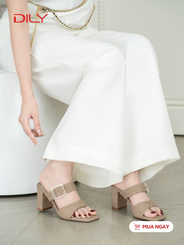 Guốc cao gót quai ngang phối khóa thanh lịch DL0615 - DILY