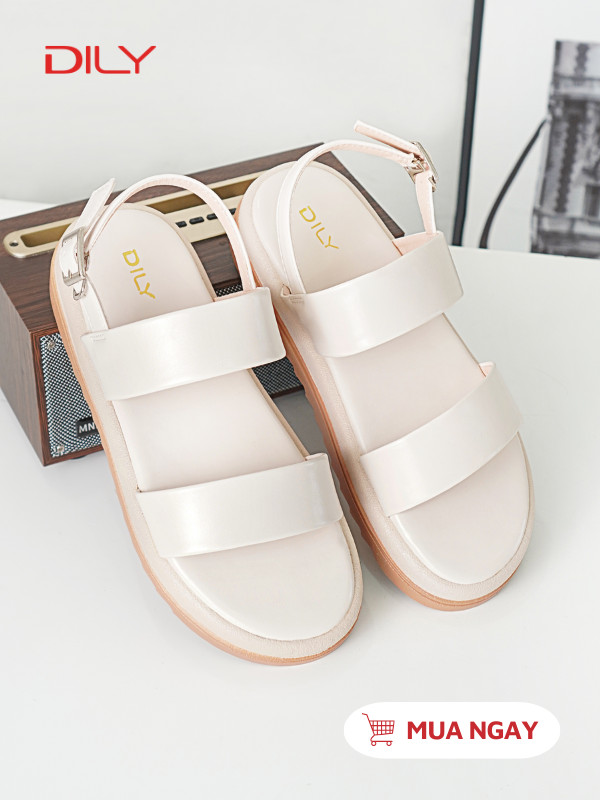Sandal quai ngang tối giản, đế bánh mì 3.5cm chống trơn trượt DL0535 - DILY