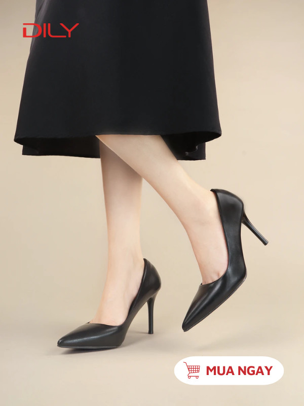 Giày cao gót basic thời thượng, mũi nhọn tôn chân cao 8cm AA0445 - DILY