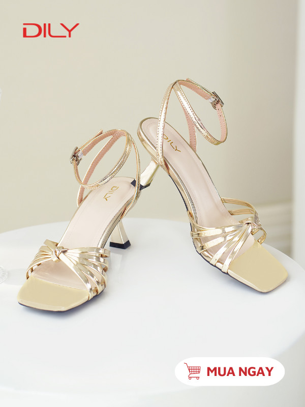 Sandal cao gót vàng kim quai mảnh thời thượng DL0584 - DILY