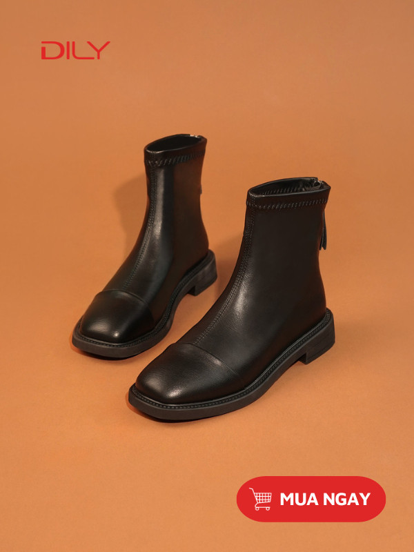 Boot nữ cổ thấp basic bằng da cao cấp siêu êm AG0131 - DILY