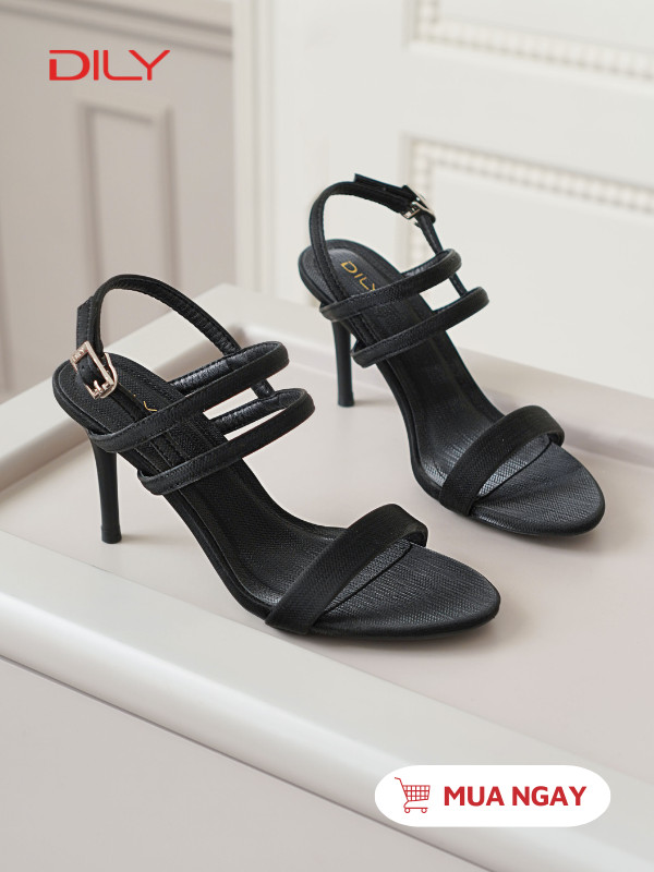 Sandal cao gót quai mảnh chất da vân sang trọng DL0572 - DILY