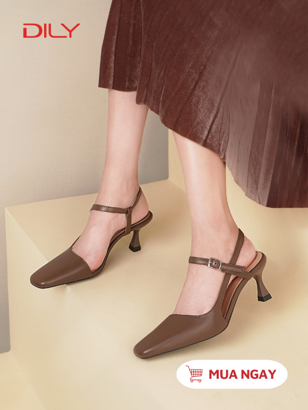Giày cao gót mũi vuông trendy phối quai thanh lịch AA0506 - DILY