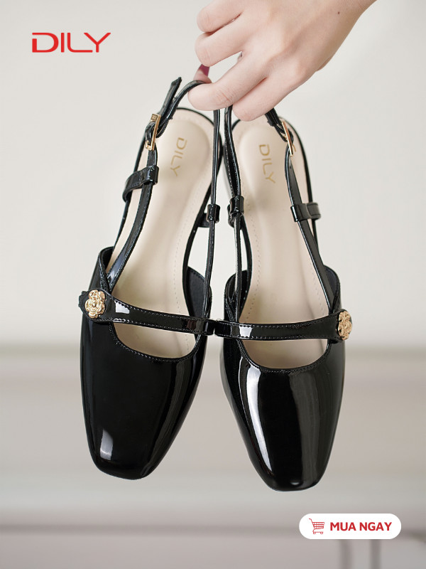Giày búp bê mũi vuông quai đính hoa sang trọng DL0570 - DILY
