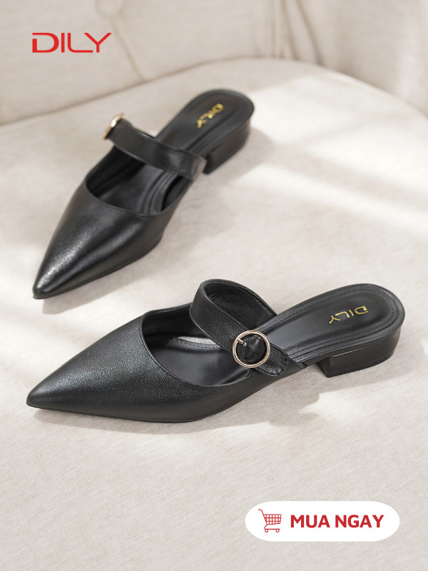 Guốc sục mũi nhọn khóa hình tròn trang nhã AA0426 - DILY