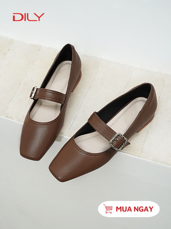 Giày búp bê mũi vuông phối khóa sang trọng DL0563 - DILY