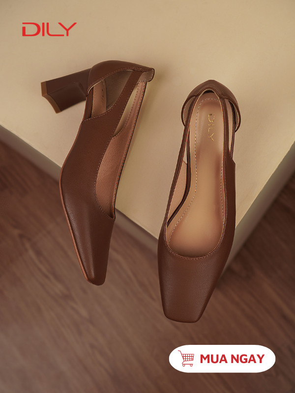 Giày cao gót mũi vuông thiết kế cut-out thanh lịch AA0457