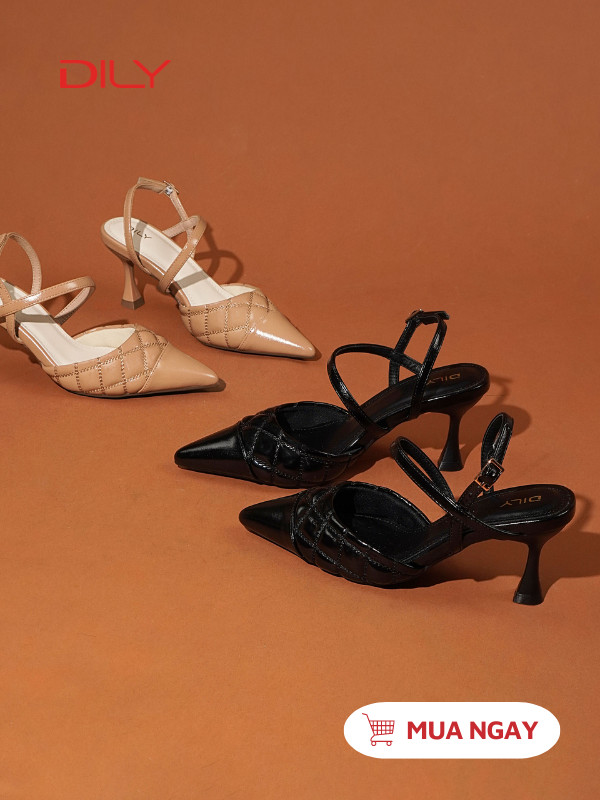 Slingback mũi nhọn phối chỉ sang trọng AA0488 - DILY