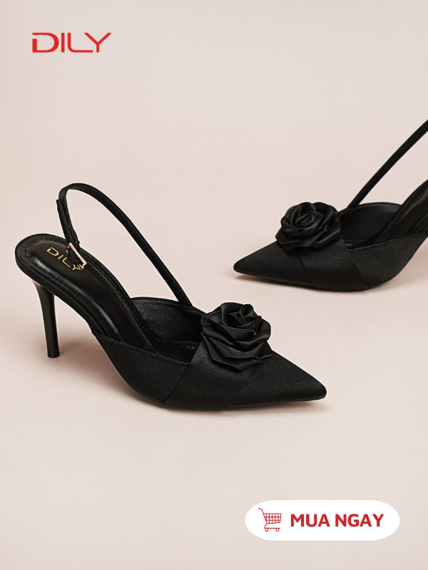 Giày slingback cao gót đính hoa thời thượng DL0524 - DILY
