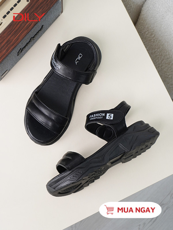 Sandal đế cao quai ngang bằng da cao cấp AG0094 - DILY