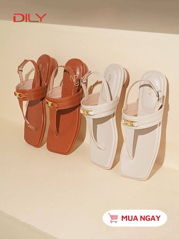 Dép xăng đan mũi vuông phối khóa cổ điển DL0517 - DILY