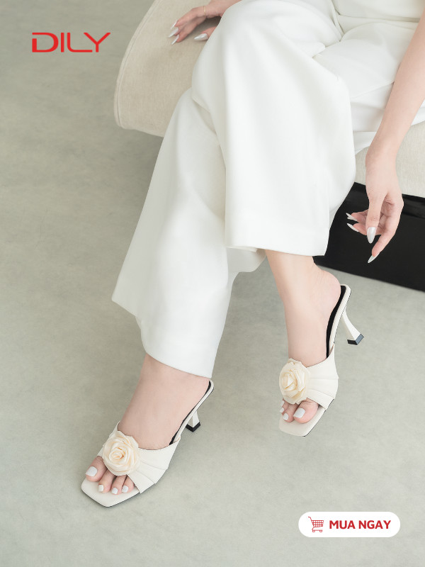 Dép guốc quai ngang đính hoa thời thượng DL0577 - DILY