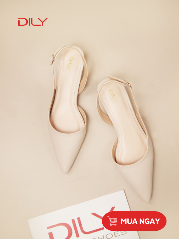 Slingback mũi nhọn đế thấp trang nhã, thanh lịch AA0439 - DILY