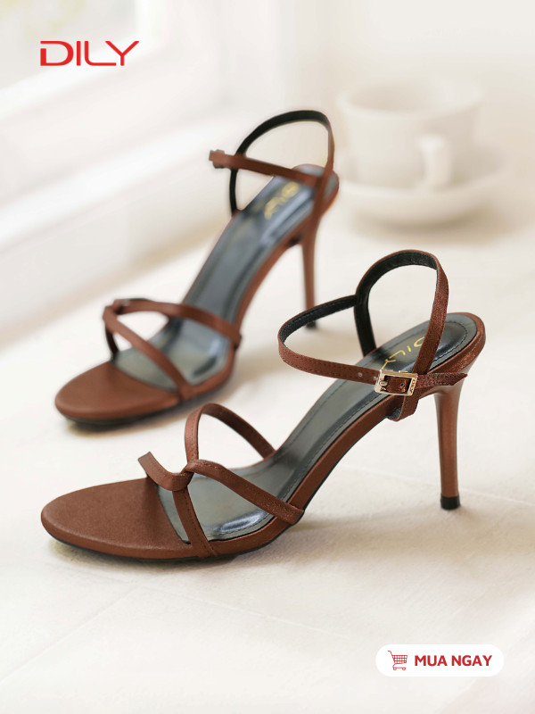 Sandal cao gót vải lụa satin thời thượng DL0580 - DILY