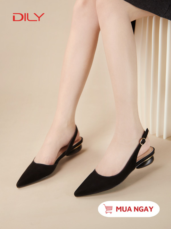 Giày búp bê slingback gót cao 2.5cm tiện dụng AA0439 - DILY