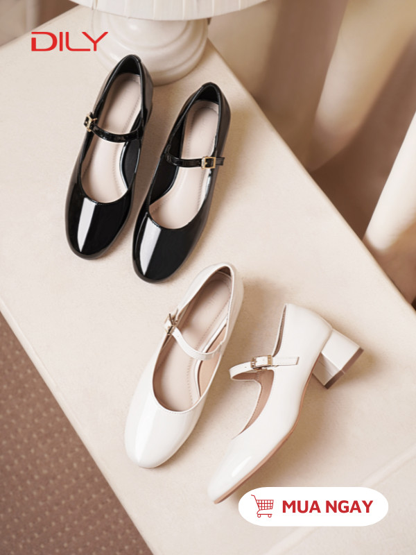Giày bít mũi tròn chất da bóng xinh xắn DL0543 - DILY