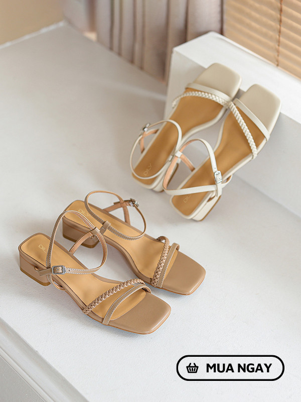 Giày sandal đế vuông quai mảnh thắt bím AA0355 - DILY