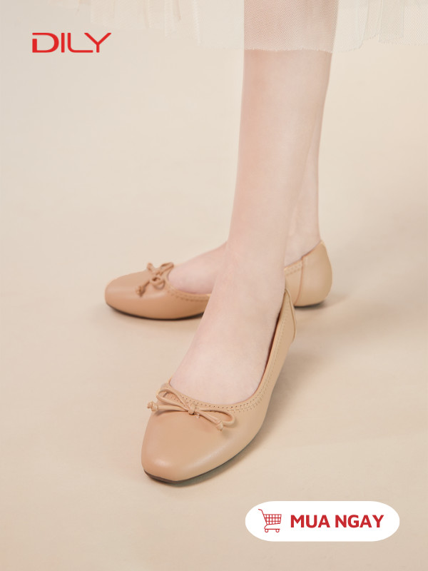 Giày búp bê basic đính nơ xinh xắn AA0427 - DILY