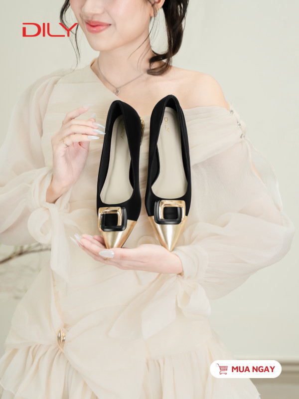 Giày búp bê mũi nhọn phối khóa sang trọng DL0635 - DILY