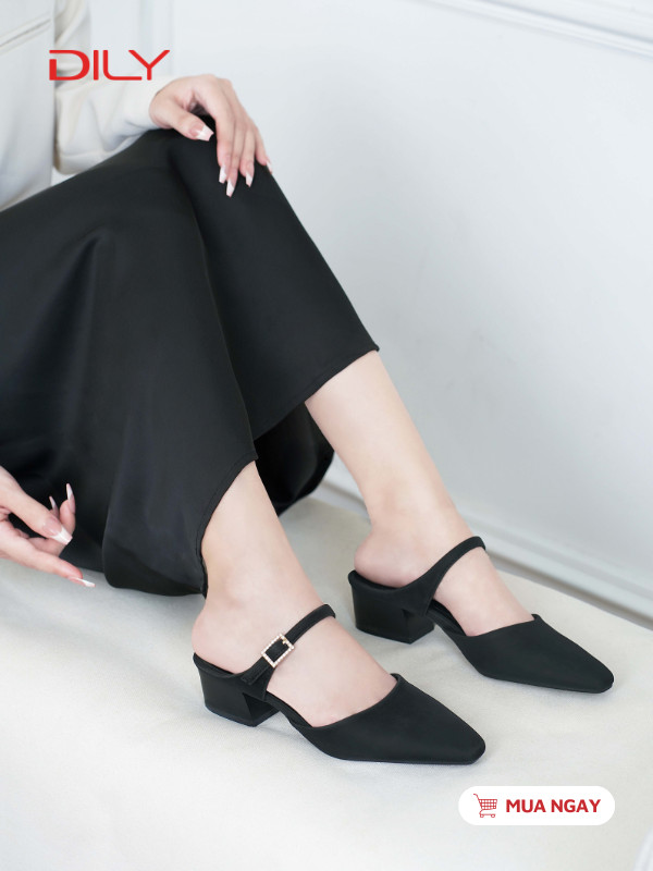 Guốc sục mũi vuông quai gắn khóa sang trọng AA0499 - DILY