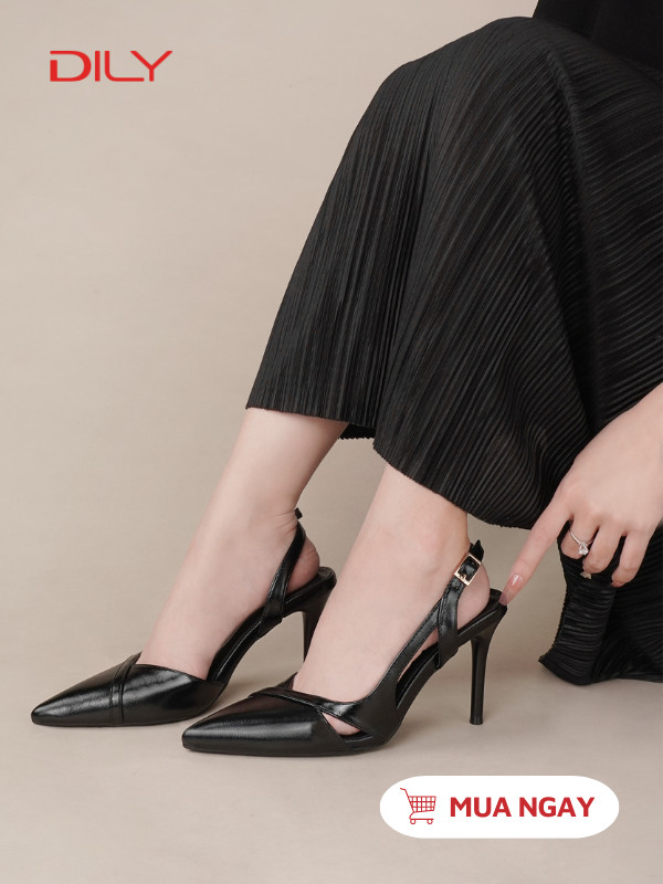 Giày slingback mũi nhọn cut-out độc đáo, gót nhọn tôn dáng AA0478 - DILY