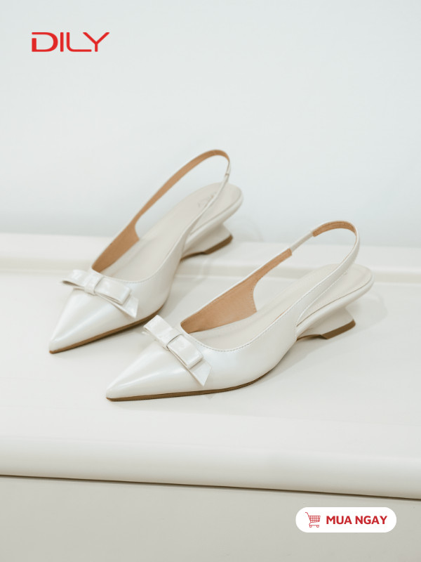 Giày slingback mũi nhọn phối nơ trẻ trung DL0631 - DILY