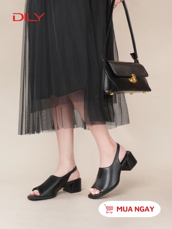 Sandal nữ bản lớn tôn chân, mũi vuông trẻ trung cao 5cm AA0455 - DILY