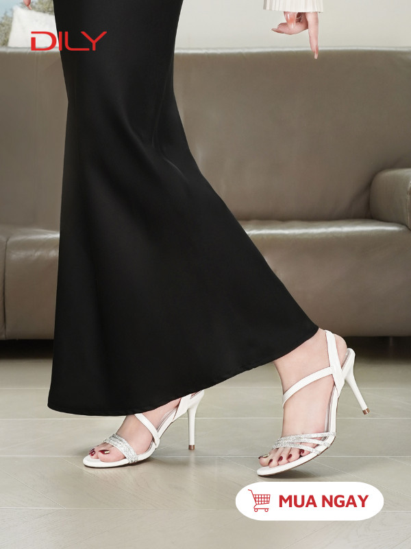 Sandal cao gót quai mảnh đính đá sang trọng DL0550 - DILY