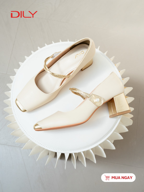 Giày cao gót mũi vuông phối da trendy DL0642 - DILY