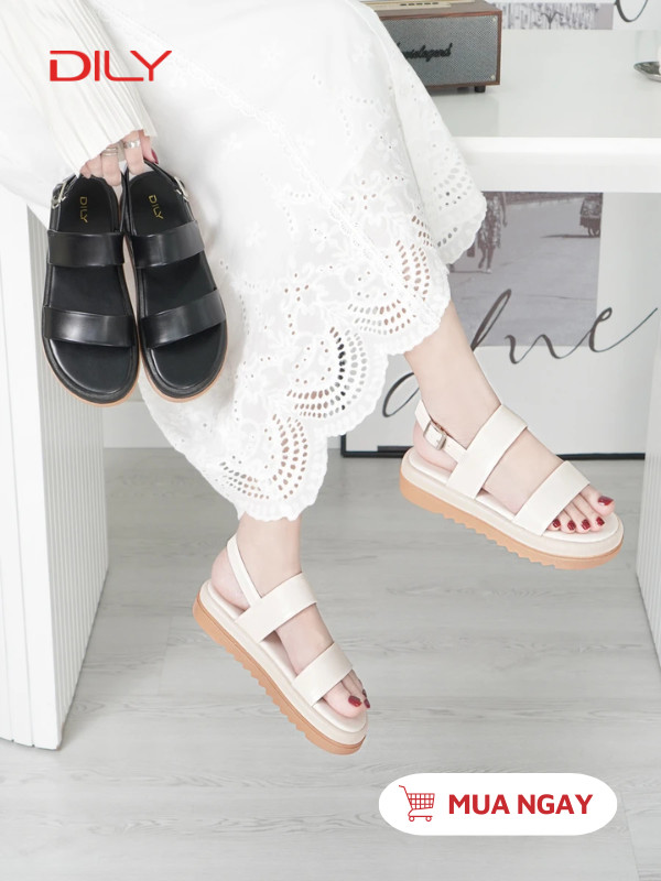 Sandal quai bản ngang, đế bánh mì chống trơn trượt DL0535 - DILY
