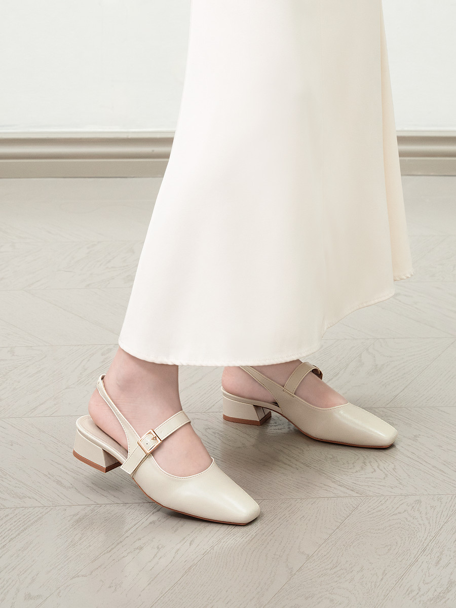 Giày Slingback DL0690 Trắng Kem
