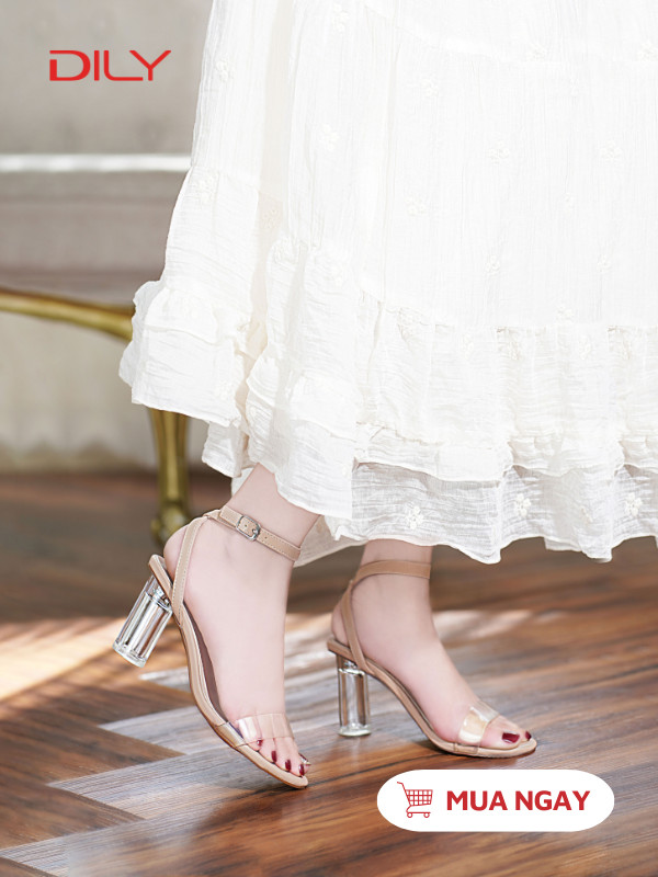 Sandal quai mảnh gót trụ tròn trong suốt AA0335 - DILY