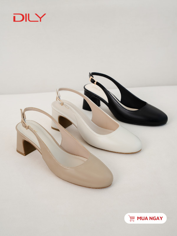 Giày slingback mũi tròn thiết kế tối giản, thanh lịch DL0683 - DILY