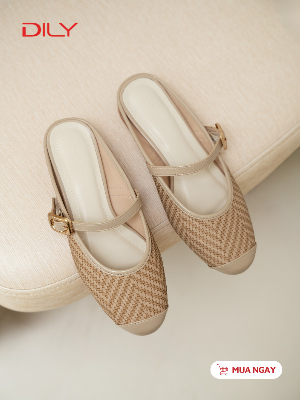 Dép sục mũi tròn họa tiết đan mây nổi bật DL0641 - DILY