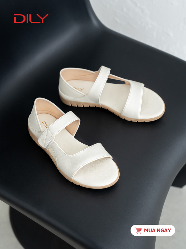 Giày sandan nữ quai ngang trẻ trung, bít hậu đế thấp tiện dụng cao 2cm AA0496 - DILY
